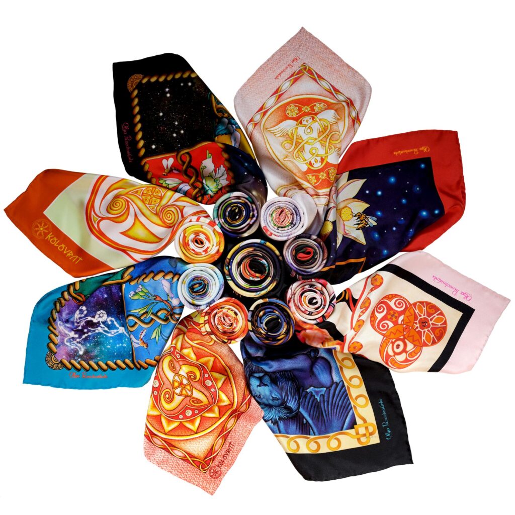The flower of Creation - pure silk scarf collection by PSICHORA. 