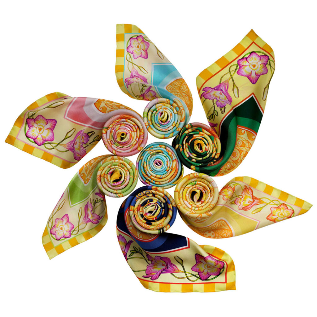 Embrace wisdom of Cosmic patterns in the splendid beauty of the Skies pure silk scarf collection by PSICHORA. 