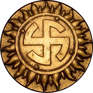 PSICHORA: Hindu gold-cast swastika.