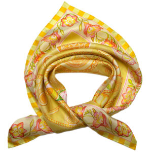 68-cm-golden-sky-scarf-tied Buy the exquisite yet versatile Gold Silk Scarf from PSICHORA the Skies 68cm collection.