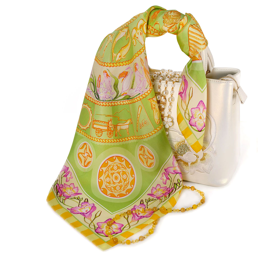 PSICHORA: Make sure the Pistachio Sky Silk Scarf becomes your favourite fashion accessory in no time.