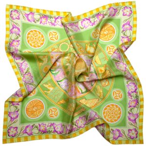PSICHORA: Get you noticed in no time by Pistachio Sky woman's silk scarf refreshingly glowing shades.
