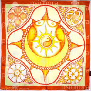 Take a look at the Everlasting Life golden amber two sided silk scarf from the Creation collection of PSICHORA.