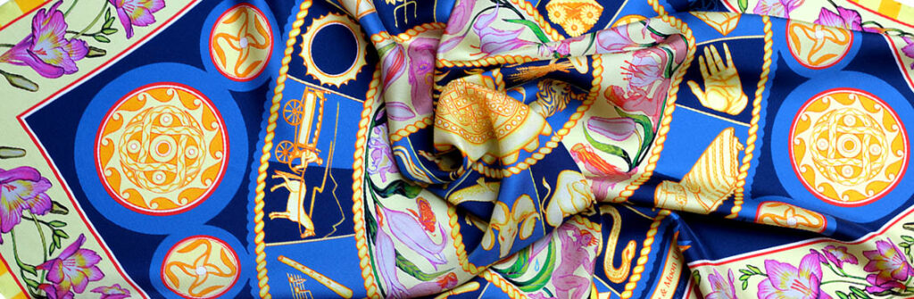 Night Sky, 90cm pure silk scarf by PSICHORA. Horizontal shortcut.
