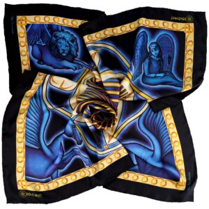 PSICHORA: Praise yourself by the Cosmic Creation pure silk scarf 90cm created to be loved for years to come.