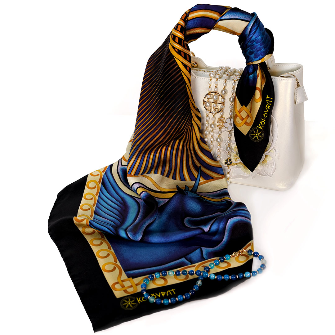 Make sure the Cosmic Creation pure silk scarf from PSICHORA becomes your favourite fashion accessory in no time.