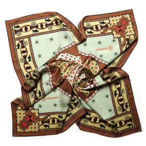 talisman-designer-terracotta-silk-scarf PSICHORA designer silk scarf - Talisman - Terracotta Olive Green - 100% mulberry silk - luxury silk accessory.