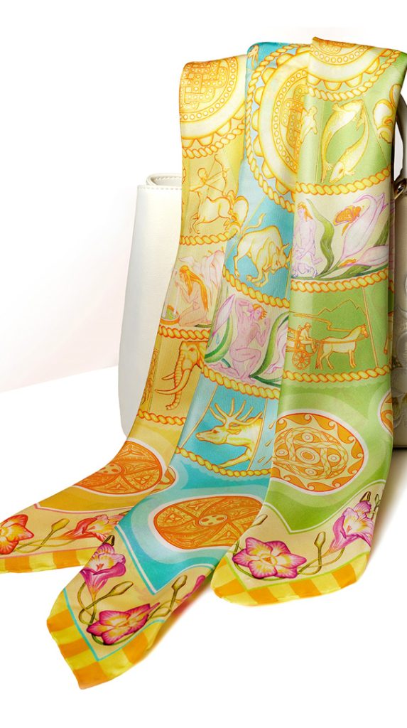 The Skies 68cm ladies silk scarf collection by PSICHORA.