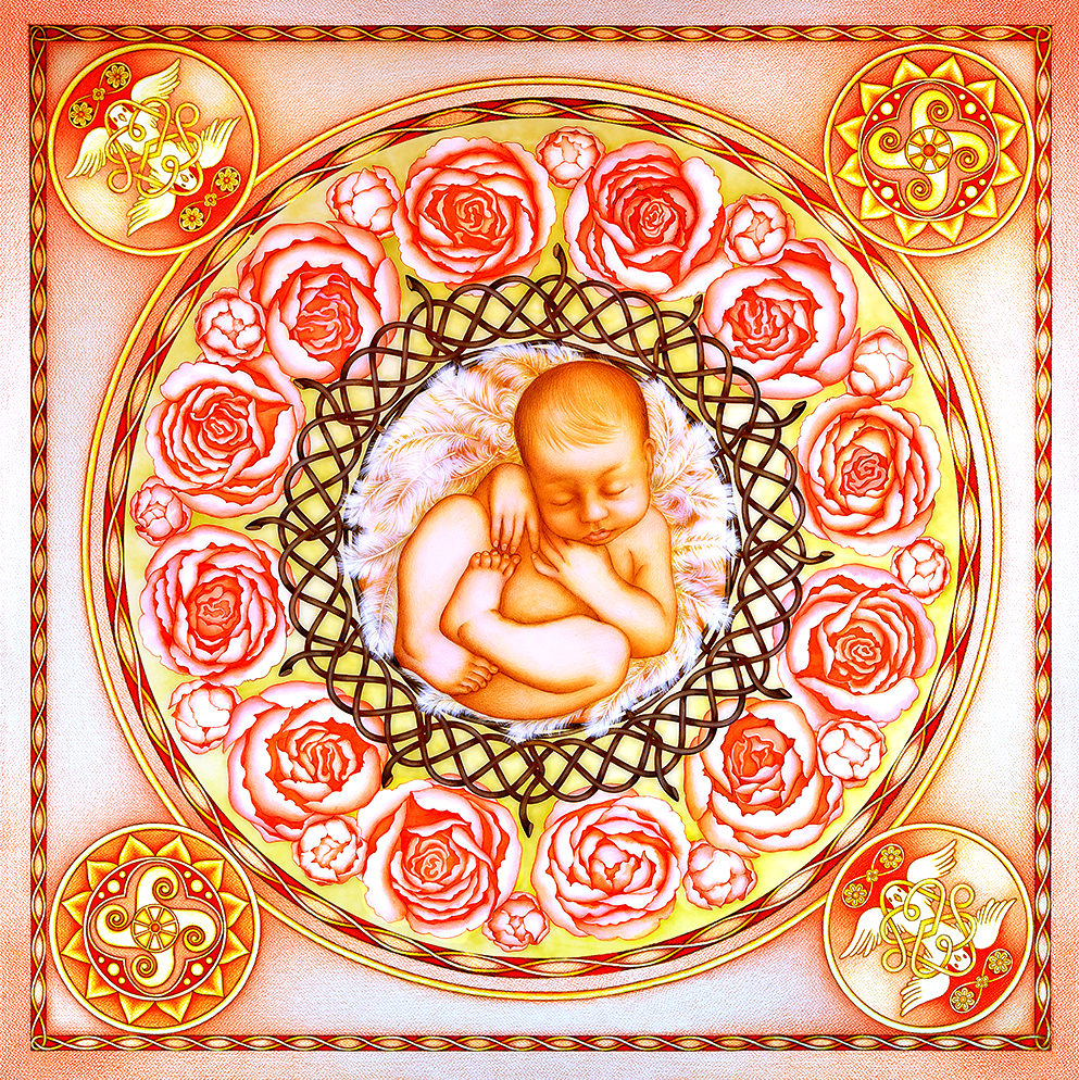 Designed in Melbourne the Creation N1 luxury silk scarf 88cm - peach pink red golden - by PSICHORA.