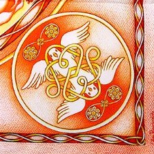 The Creation N1 designer silk scarf - the love-birds symbolism comes on the scarf design through millennia.