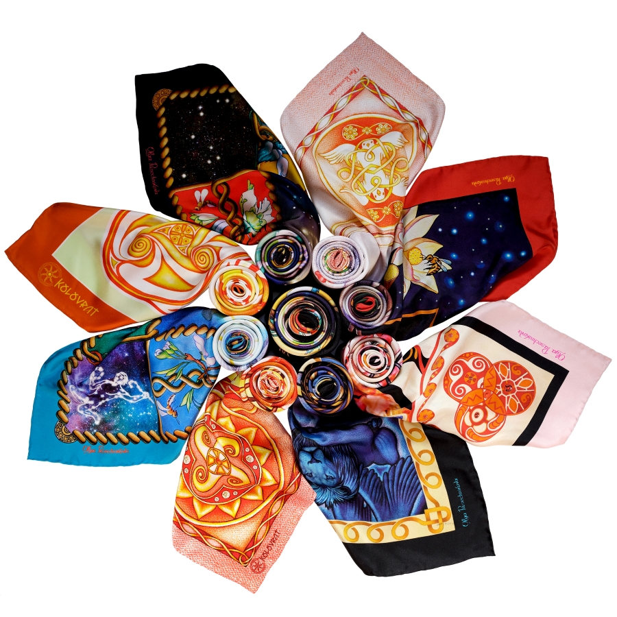 Designed in Australia the Creation pure silk scarf Collection by PSICHORA.