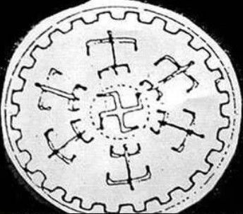 DNA pattern historical cross on a coin.