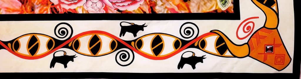 The DNA pattern - the part of The Beginning luxury scarf design by PSICHORA.