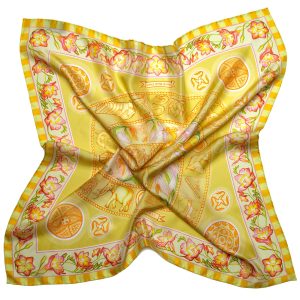 From the Skies 68 scarf collection - the Golden Sky luxury silk scarf by PSICHORA. Designed in Australia, made in Italy.