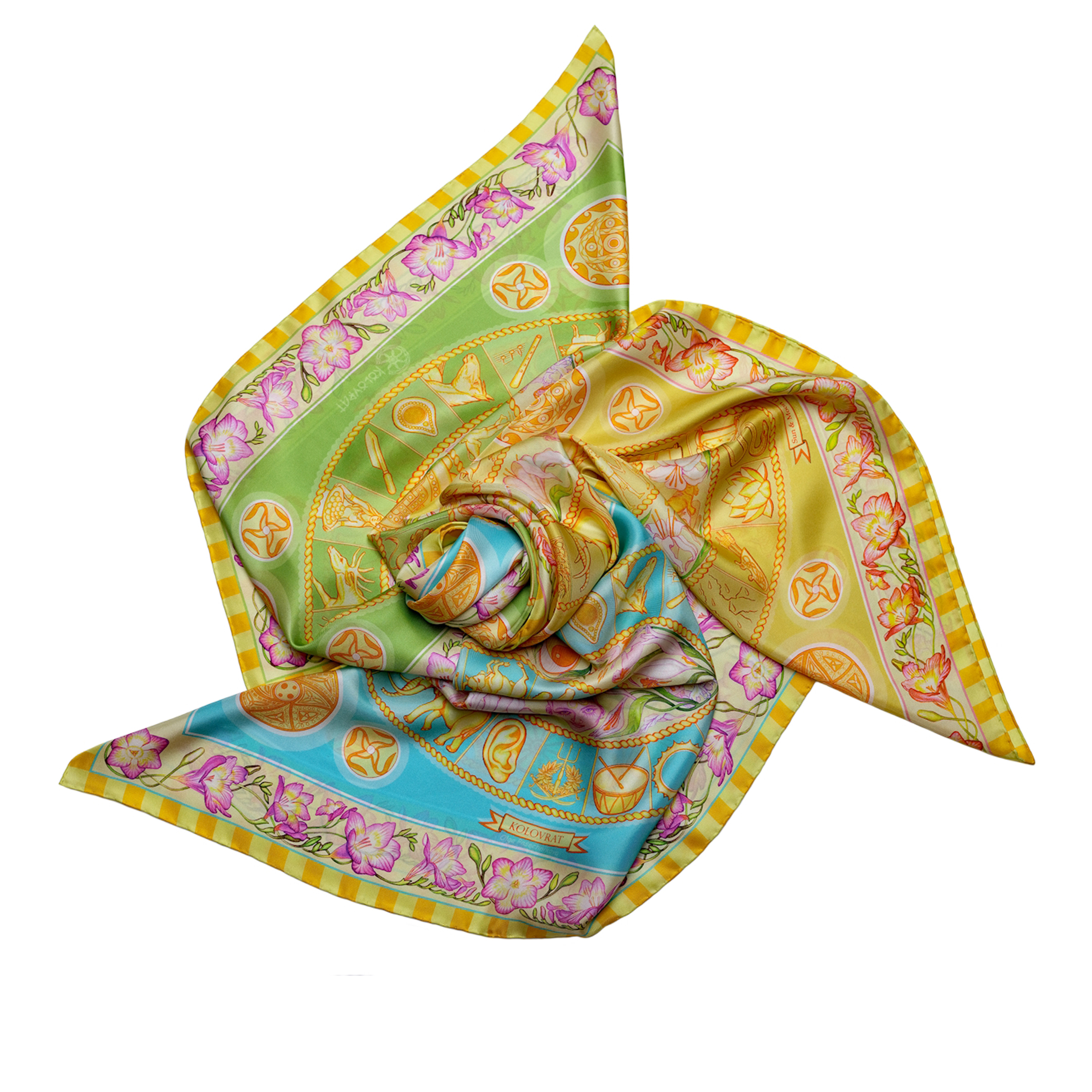 Made in Italy ladies Skies 68cm silk scarf collection by PSICHORA.