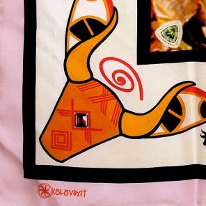The Beginning silk scarf - a Trypillian bull as a part of scarf design.