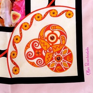 The Beginning pure silk scarf - the Trypillian symbolism as a part of the scarf design.