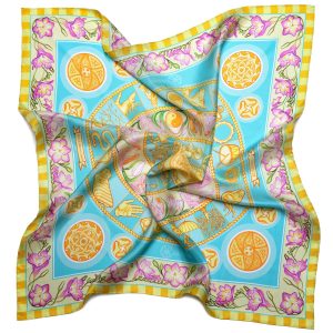 PSICHORA: from the SKIES 68cm scarf collection - the Turquoise Sky designer silk scarf 52 gsm. Designed in Australia, made in Italy.