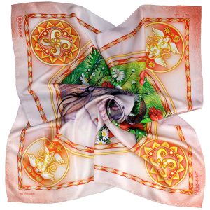 The beauty of this weaved of love symbols designer silk scarf instantly transforms your look. Hand made in Italy, this radiant scarf infuses you with vibes of warmth, elegance, and a sweet touch of romance. Designed in AU.