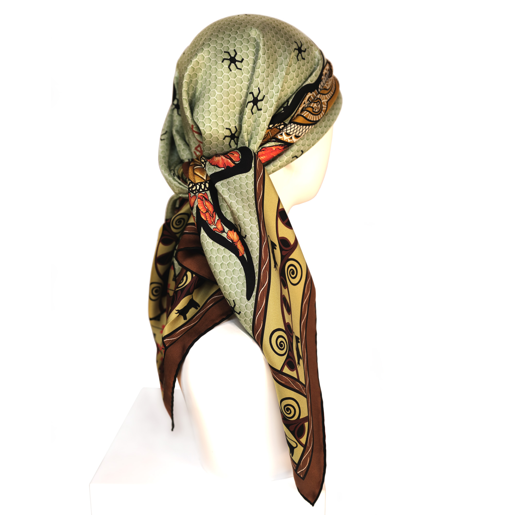 Wear the Taurus head terracotta silk scarf with intention. Designed in AU & hand made in Italy, this elegant scarf design carries the energy of earth, fire, protection and creative force.